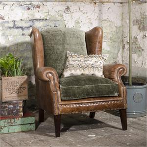Constable Wing Chair Galveston Bark and Coco Velvet Olive